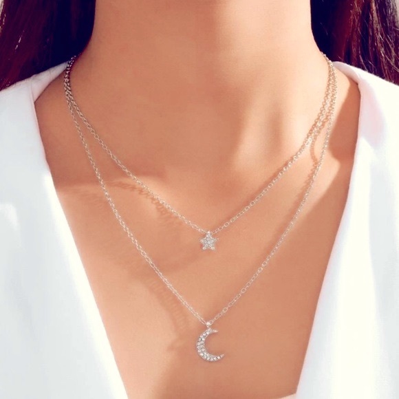mam262 Jewelry - Silver Star and Moon Layered Necklace